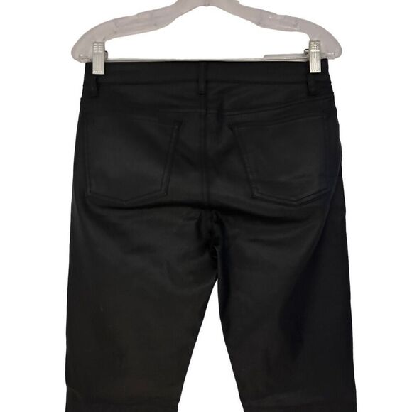 Eileen Fisher Black Waxed Faux Leather Denim Jeans Pants Size 4 Minimalist - Picture 8 of 13